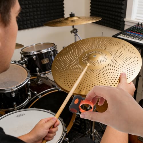 ERINGOGO 2 piezas Baquetas Control Clips - Antideslizantes 5A, Anillos Controlador de Giros para Baquetas, Controlador Rotativo para Bateristas para Práctica en Banda, Naranja y Negro miniatura 6