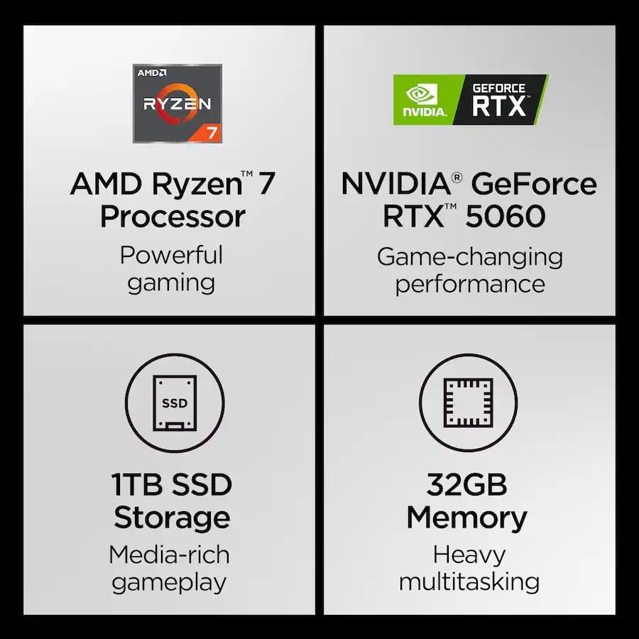Image of Lenovo Legion Pro 5 Gaming Laptop - AMD Ryzen 7 8745HX - 16 inch WQXGA OLED 165Hz - NVIDIA GeForce RTX 5060 - 32GB RAM 1TB SSD - Backlit KB Wi-Fi7 Win11 - Eclipse Black - w /2TB USB Drive, W /GaLiMu