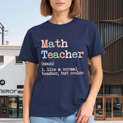 Image of Math Teacher Shirts for Women-Teaching Life Short Sleeves | Featuring inchMath Teacher (noun) Like a Normal Teacher But Cooler inch Design Great Gift for Math Lovers & Educators