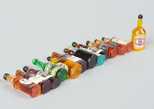 Miniatura 8 de 40 piezas de mini botellas de cerveza falsas en miniatura, decoración de bebidas de vino mixtas, modelo de vidrio de cerveza, modelos de botellas de