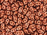 Czech SuperDuo Two-Hole Seed Crystal Beads 5.5x2.5mm Crystal Bronze Fire Red 22gram
