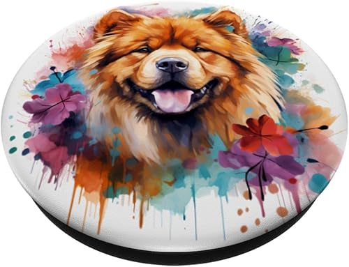 Miniatura 2 de Colorido Chow Chow Acuarela Perro Mascota Mamá Chow Chow PopSockets Estándar PopGrip