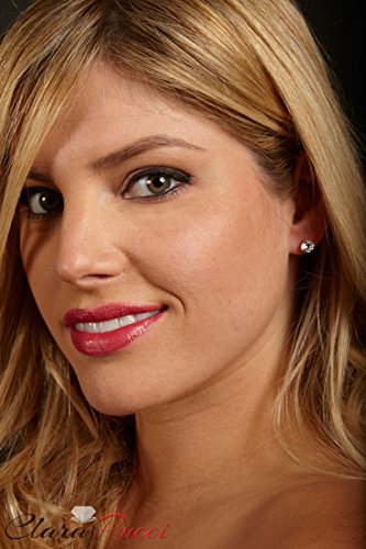 3.0 Ct Round Brilliant Cut Conflict-Free Vvs1 Ideal Gemstone Birthsone Designer Simulated Diamond Cz Solitaire Stud Earrings In Solid 14K White Gold Screw Back #TOP4