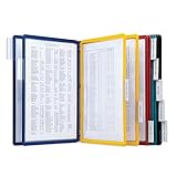 ANGLED WALL BRACKET keeps our GLARE-FREE document sleeves angled to lay open allow for easy reading [made of polypropylene] FIND INFORMATION FAST: provides easy access to information you need every day - 10 sleeves display up to 20 letter-size sheets...