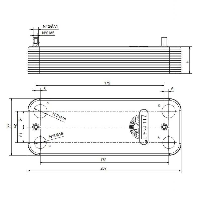 Mondo Viro Intercambiador sanitario 16 placas ZB207AR16 recambio compatible para calderas Ferroli MTS