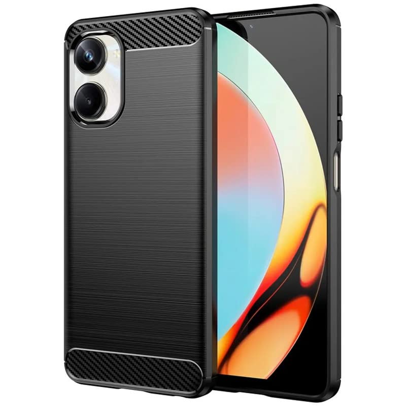 Image of NPRC Hybrid Ultra Slim Protective Case TPU Non-Slip Carbon Fiber Texture Shockproof Case Cover for Realme 10 PRO Plus - Black