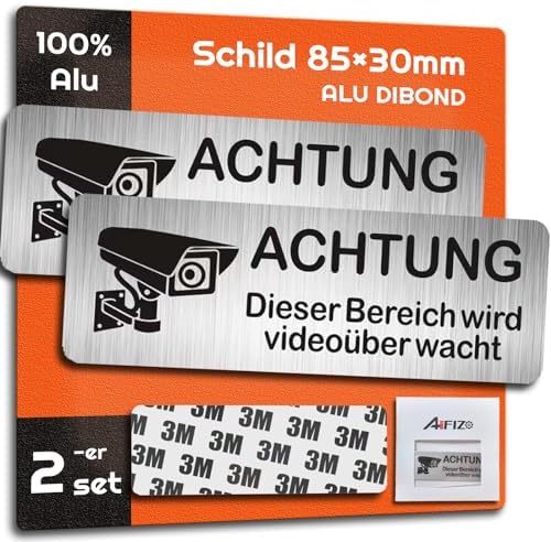 Videoüberwachung Schilder - 2 Stück Aluminium Aufkleber (10cm Rund)