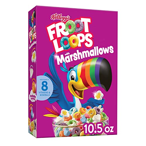 Kellogg&rsquo;s Froot Loops Breakfast Cereal with Marshmallows, Fruit Flavored, Breakfast Snacks with Vitamin C, Original with Marshmallows, 10.5oz Box (1 Box)