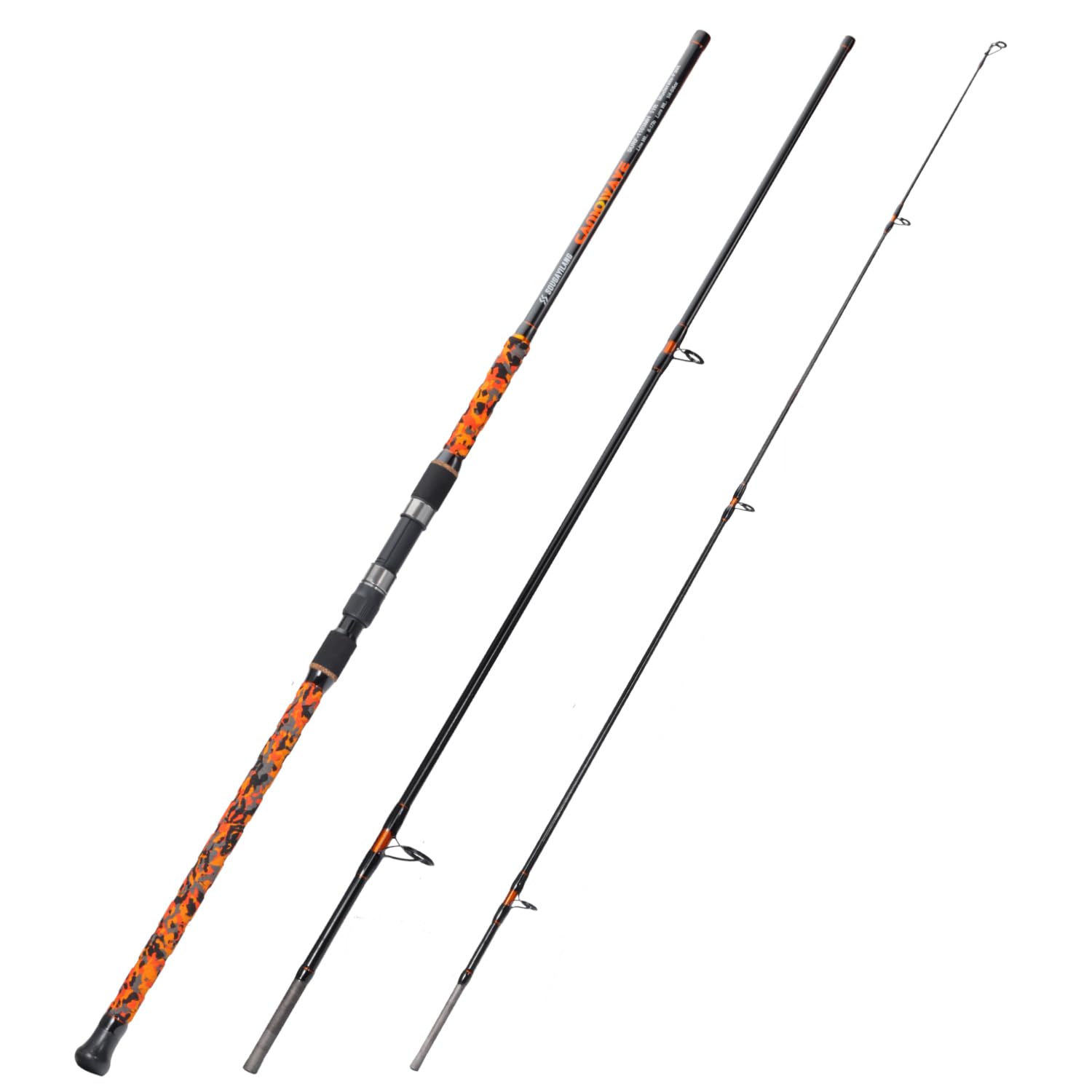 Sougayilang Spinning Fishing Rod,3-section Durable Carbon Rods with Stainless Steel Guides，EVA Handle, for Freshwater and Sea Fishing Suitable for catching big fish Carp Surf-33O