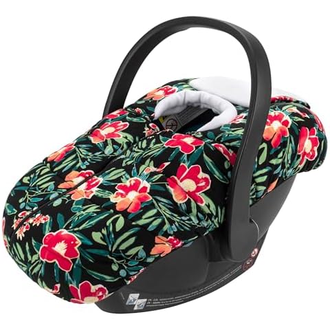 FUNUPUP Car Seat Covers for Babies Winter Carseat Covers Baby, Infant Car Seat Cover Canopy with Warm Fleece Lining for Boys Girls,Flower Cover