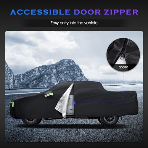 Image of Pickup Truck Cover Custom Fit for Ford Ranger 1998-2026, 6 Layers Car Cover Waterproof All Weather for Automobiles,Outdoor Full Exterior Cover,Rain, Sun, Wind Protection,Black