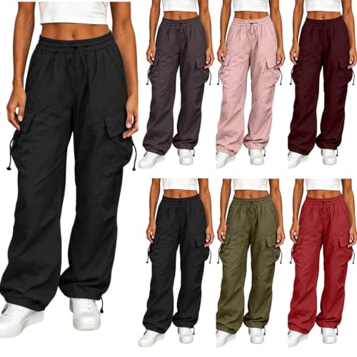 Women's Cargo Pants Drawstring Waist Wide Leg Utility Work Trousers - image 1
