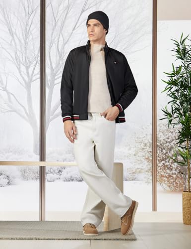 Image of The Indian Garage Co Men Slim Fit Solid Bomber Jackets