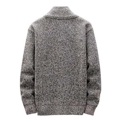 Wankang Men's Fleece Lined Cardigan Sweater Casual Long Sleeve Stand Collar Zip Up Cable Knit Cardigan Sweaters for Men4