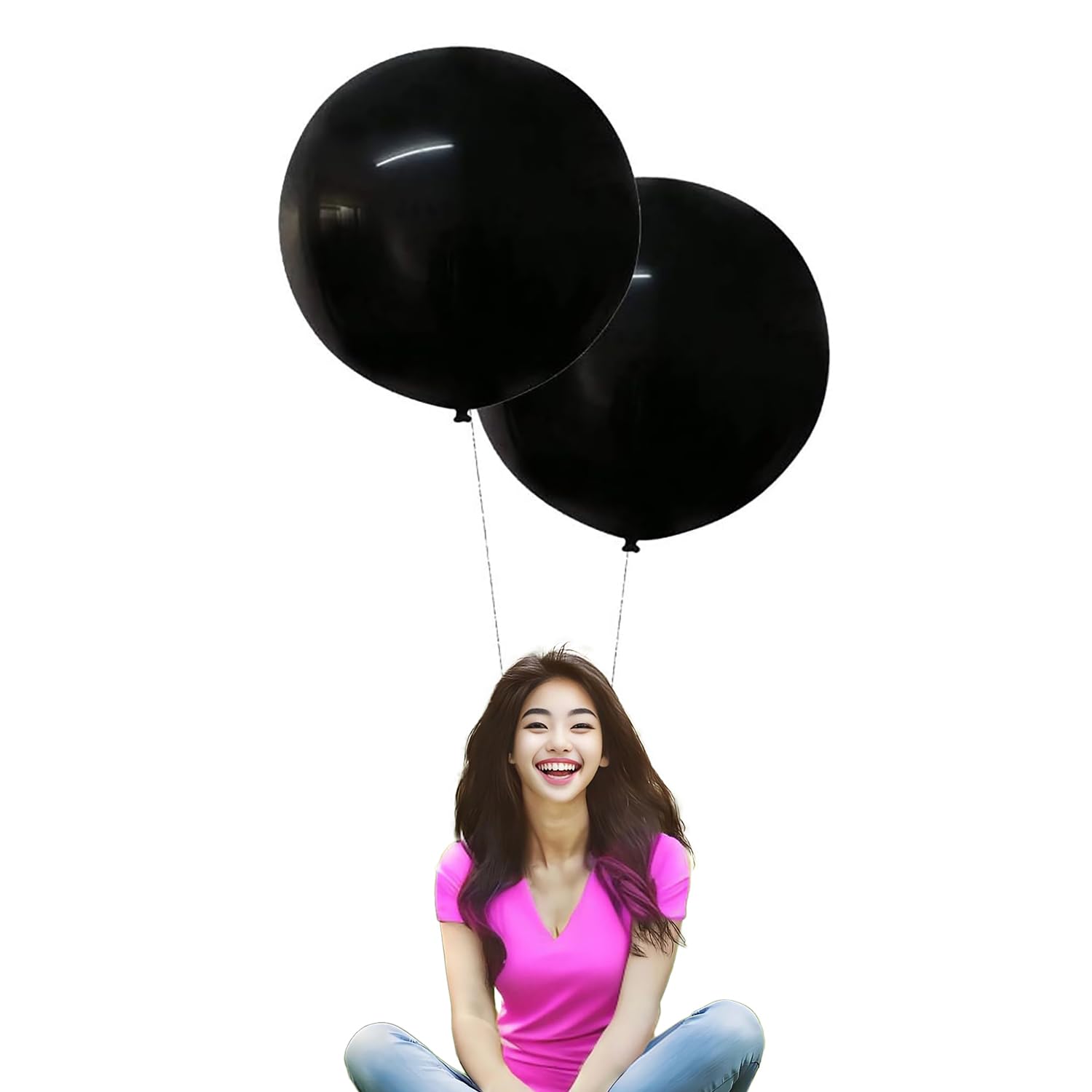 IN-JOOYAA 10Pcs 24 Inch Balloons Black Giant Round Balloons Large Balloon For Wedding Baby Shower Birthday Party Decorations