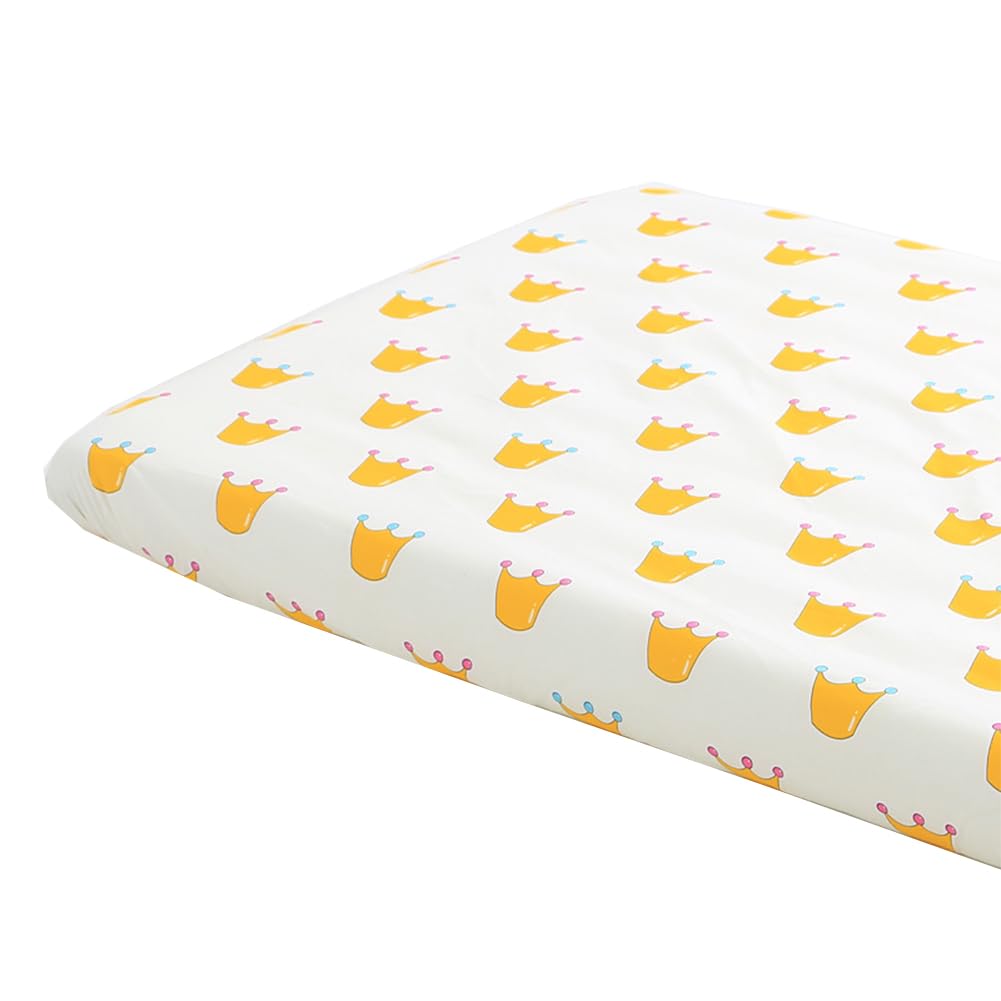 Odot Cot Bed Sheets, Bedside Cribs Fitted Sheets for Boys and Girls, Baby Bed Sheets Cot Bed Mattress Protector, Bassinet Sheets, Easy Care Soft and Dureable (162x82x5cm,Crown)
