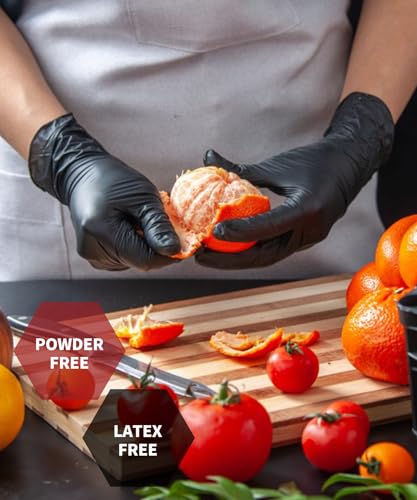 Image of NEOTRIL 6 Mil Heavy Duty Black Nitrile Disposable Gloves, Latex Powder-Free, Textured Rubber Gloves for Cooking Mechanic