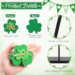 Valentines Day St Patrick s Day Decorations Wooden Sign on Stand Valentines Decor St Patrick s Shamrock Clover Signs Heart Standing Tabletop Centerpiece Decor for Party Favor Supplies