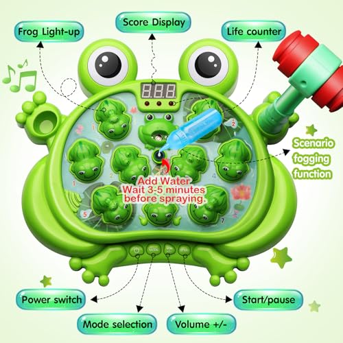 hoperock toys for 2 3 4 5 year old boytoddler toys age 2-4 whack a frog gamewith 5 modes45 levels9 music spray and light-up baby toy gifts for early learning birthday gift for toddler boy toys