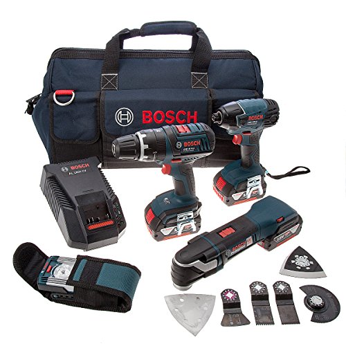 Bosch Professional Dynamics Series Bohrmaschine + Schlagschrauber + Multifunktionswerkzeug + Lampe 3 x 18 V 4 Ah