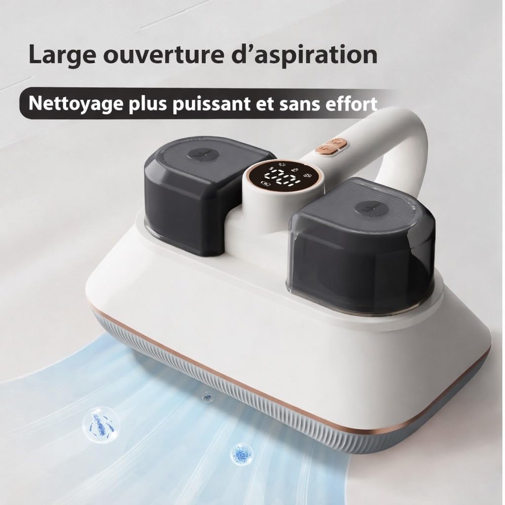 Aspirateur à Main Léger, Portable et sans Fil, Anti Acarien, Anti Bactérie, Technologie Cyclonique, Filtre HEPA, 100W, Batterie Rechargeable, Idéal pour Matelas, Rideaux, Canapés