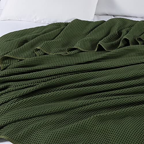 Doz Premium Organic Bamboo Cotton Waffle Bed Blanket, Throw Blanket For Couch And Sofa, High Gsm, Lightweight And Ultra Soft, Breathable, Summer Blanket For Hot Sleepers (Forest, Full/Queen (90"X90")) #TOP3