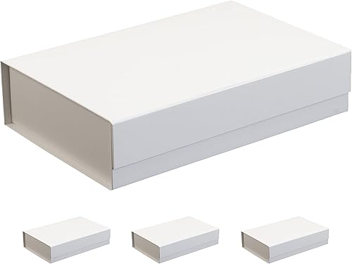 Miniatura 1 de CECOBOX - Caja de regalo de 11.4 x 7.5 x 2 pulgadas, 4 piezas, cierre magnético plegable blanco mate para embalaje de regalo, propuesta de dama de