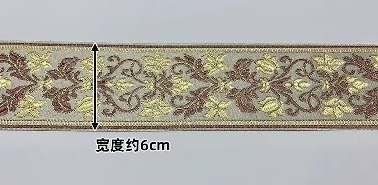 Klasyczne dekoracje, wstążki kwiatowe 6 cm retro chińska etniczna tkanina wiatrowa, ręcznie robiona na prezent, akcesoria materiałowe(Black brown)