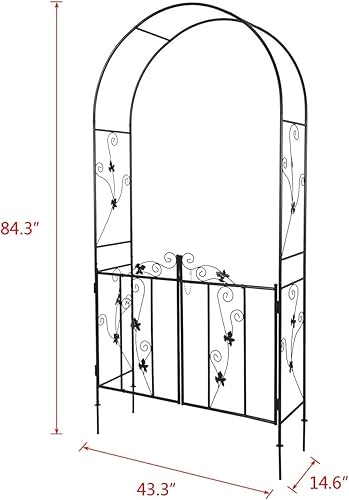 Miniatura 2 de Arco de jardín al aire libre, gótico, 8 pies 4 pulgadas de alto x 4 pies 7 pulgadas de ancho, enrejado de metal, decoración de escalada, arco de
