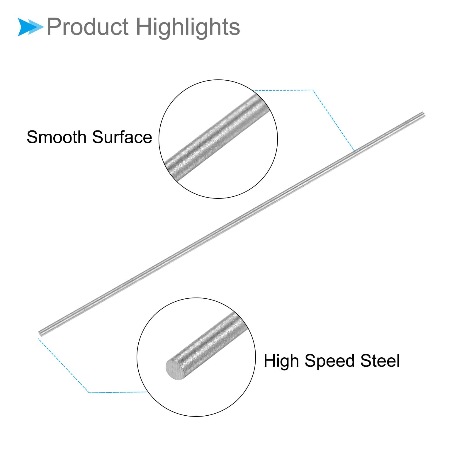 Produktbild von CoCud Runder Stahlstab HSS – 0,8 Mm X 60 Mm, HRC 63-65, 5 Stück, Für Drehmaschinen, Bohrer, Gravuren Und DIY-Projekte