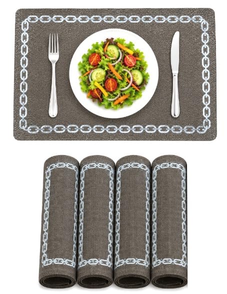 Dribble Faux Leather Placemats - Mocha Link -1