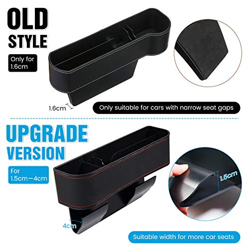 CHARMINER Car Seat Gap Filler, 2 PCS Driver\'s Side(Universal) Car Seat Gap Organizer, PU Leather Car Seat Storage with Cup Holder, Seat Console Side Box for Phones, Keys, Cards, Wallets(2 Car Hooks) - Thumbnail 4