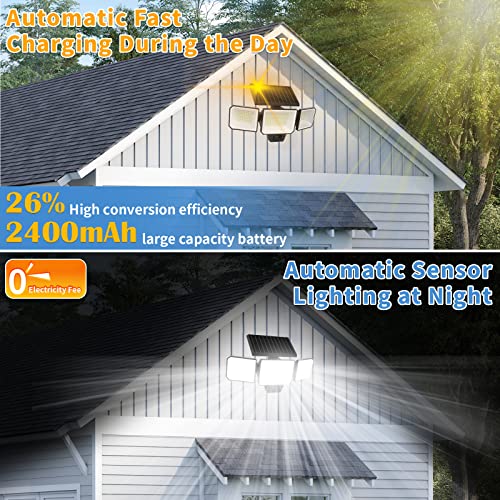 Image of MDCMDCM Solar Lights Outdoor Waterproof Motion Sensor - 416 LEDs 3000 Lumens Super Bright 3 Brightness 3 Modes 360 Illumination 32ft Solar Flood Security Light for Outside (Classic, 1)
