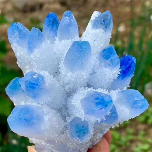 Cristal fantôme bleu ciel amas de quartz naturel décoration maison