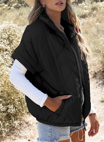 SHEWIN Quilted Jackets For Women 2025 Casual Lightweight Short Sleeve Zip Up Warm Vests2
