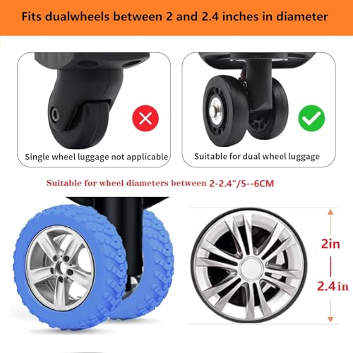 Luggage wheel covers suitcase wheels protectors for dual-wheeled luggage suitcase with a diameter of 2-2.4 inches /5-6cm (8, Red)3