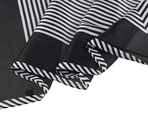 Allegra K 70Cm Women Stripe Print Square Scarves Kerchief Neck Scarf Neckerchief Headband Black White #TOP4