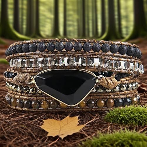 Image of Boho Wrap Bracelet for Women, Handmade Natural Imperial Jasper Multi-Layer Stone Beaded Bracelet, Bohemian Healing Crystal Stone Jewelry Gifts