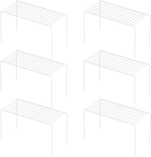 Juego de 4 organizadores de estantes pequeños de alambre blanco para despensa, organizador de platos de metal para gabinete, armario, organizadores