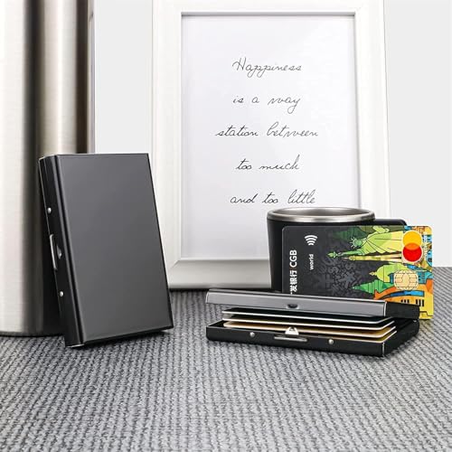 Black RFID Blocking Metal (Unisex) Card Holder (Black (8 Slots)3