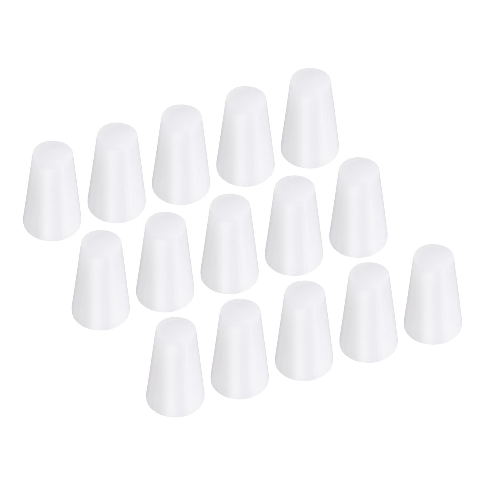 YOKIVE 15Pcs Silicone Rubber Stoppers, Tapered Plugs with High-Temperature Resistance | Protect Hole, Great for Lab Industry (White, 7/16" to 43/64")