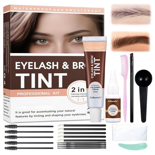 Kit Tinte De Cejas Y Pestañas,Coloración Para Cejas Natural Y Color Uniforme,Preparación Colorante para cejas en Tono,Para Maquillaje De cejas En Casa O Salón