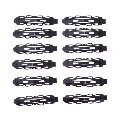 Ruilogod Lady 6 Pairs Black Metal Slides Sleepies Grepen Haarklemmen