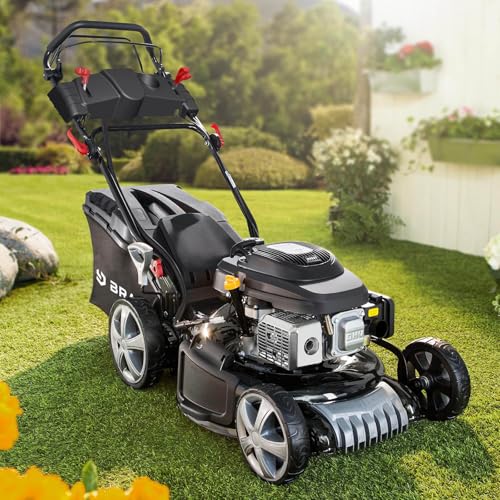BRAST® Benzin Rasenmäher mit Antrieb | 3,5kW(4,76PS) | Elektrostart | 46cm Schnittbreite | viele...