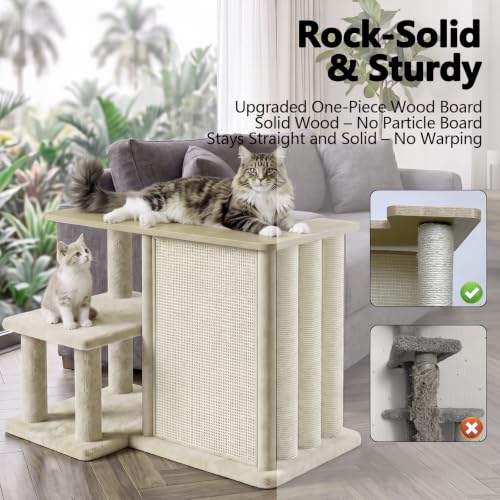 Image of Homegroove Cat Scratching Post, Mushroom Shaped Tall Scratch Post with Large Stable Round Base, Sisal Cat Scratcher Furniture for Indoor Kittens and Adult Cats (Natural Wood - Right)