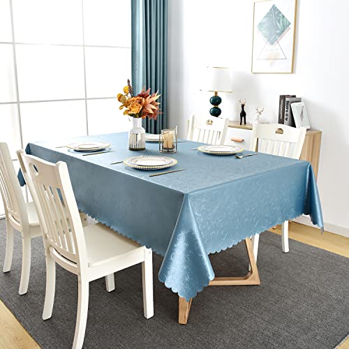 Image of Romanstile Waterproof Vinyl Tablecloth Rectangle, 60 x 120 Inch, Flower Blue