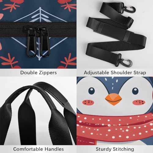 Penguin Scarf Travel Gym Bag Waterproof Sport Dance Bag for Women Men Portable Gymnastics Duffel Bags Canvas Tote Carry on Handbag for Workout Overnight Weekender4