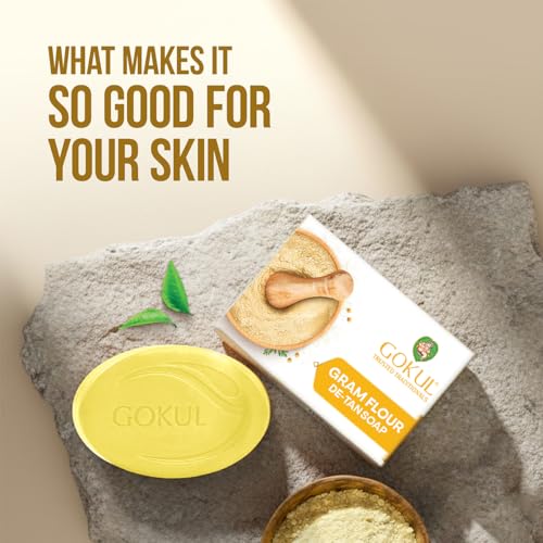 Image of GOKUL Gram Flour | Skin Brightening, Dark Spots, Pigmentation & Tan Removal Bathing Soap For Men & Women | 75gm (Pack of 1)