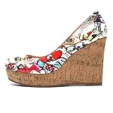 Mettesally Women's Wedges Closed Toe Platform Elegant Slip On High Cork Heels Cute Evening Daily Sexy Prom Club Wedges Multi Color US5