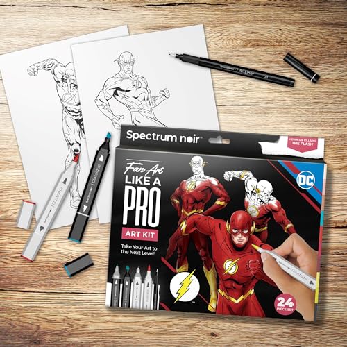 DC Comics the Flash Art Colouring Set, Fan-Art Like a Pro Kit by Spectrum Noir -24 Pieces Including Premium Colouring Book - Image 4